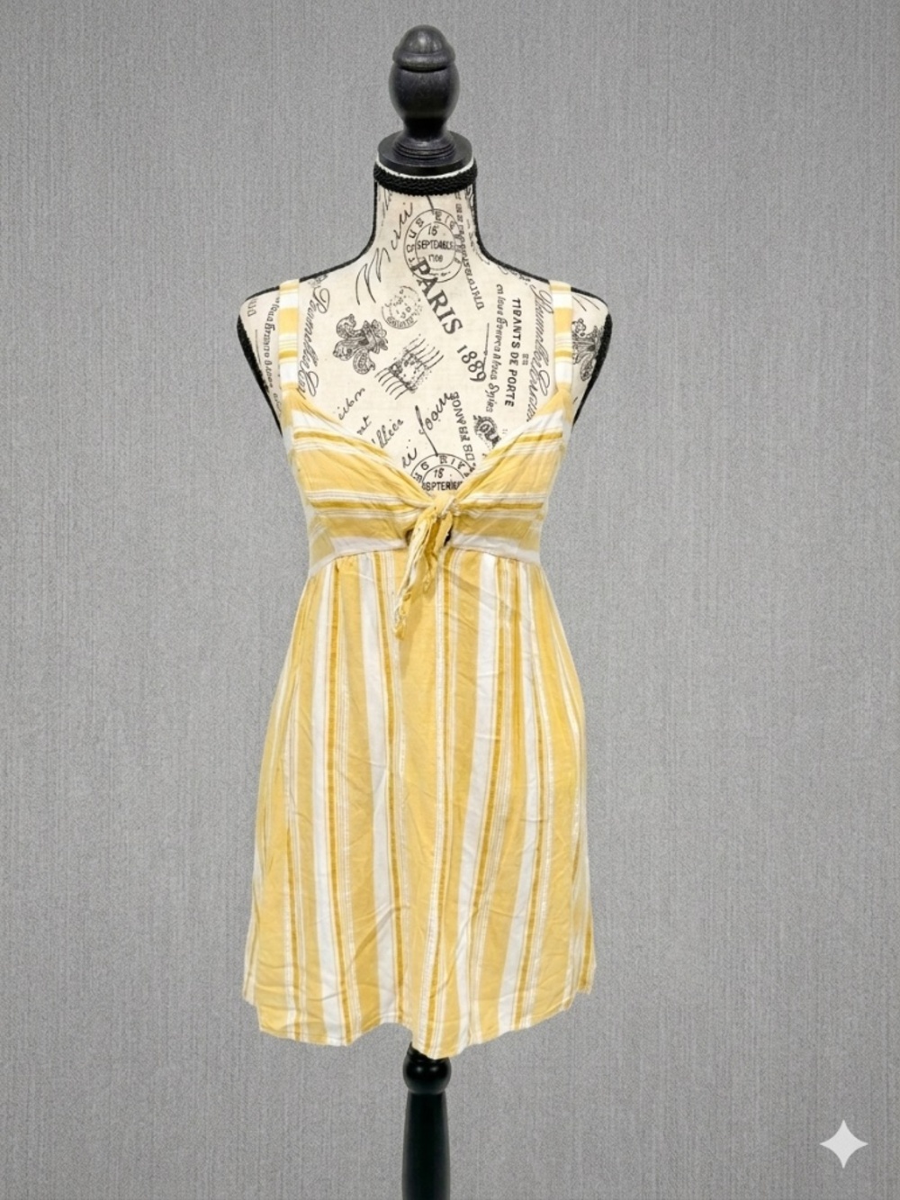 Socialite Tie-Front Striped Mini Dress – Sun-Drenched Yellow & White – Size M